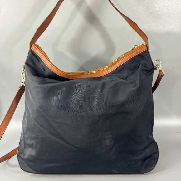 Michael Kors Kempton Black Nylon Brown Leather Accents Hobo/Shoulder/Crossbody - Picture 6 of 14